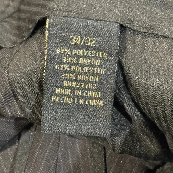 🍀2/$22 Axist 34x32 Pleated Front Pinstriped Cuffed Hem Black Dress Pants Mens - Picture 8 of 12